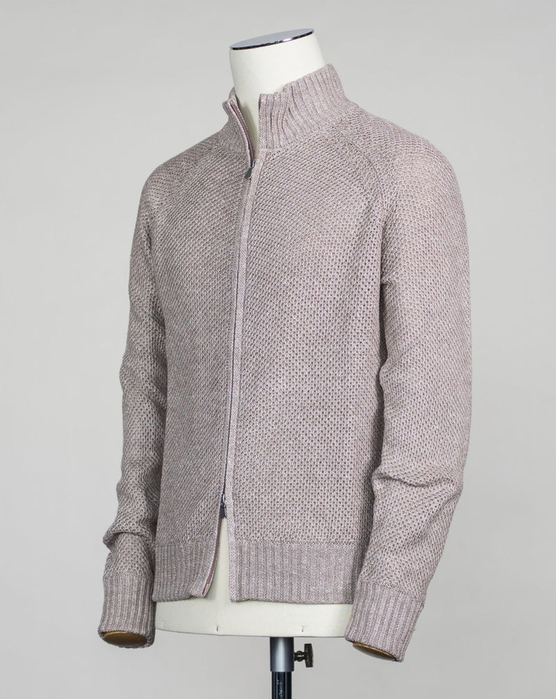 Raglan Sleeves Article: 13135 / 18626 Composition: 68% Linen 32% Cotton Color: Sand / 120 Made in Italy Gran Sasso Linen & Cotton Full-Zip Cardigan / Sand