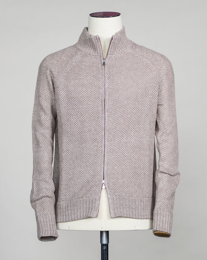 Raglan Sleeves Article: 13135 / 18626 Composition: 68% Linen 32% Cotton Color: Sand / 120 Made in Italy Gran Sasso Linen & Cotton Full-Zip Cardigan / Sand