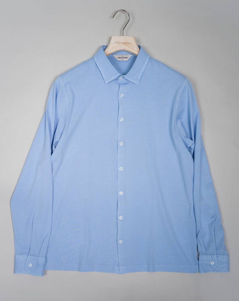 Article: 60114 / 66607 Color: Light Blue / 508 Composition: 100% Cotton Vintage Wash Made in Italy Gran Sasso Vintage Cotton Jersey Shirt / Light Blue