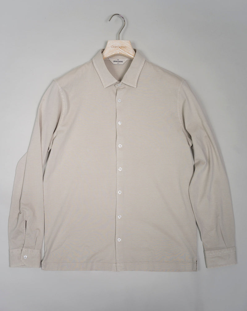 Article: 60114 / 66607 Color: Light Beige / 030 Composition: 100% Cotton Vintage Wash Made in Italy Gran Sasso Vintage Cotton Jersey Shirt / Light Beige