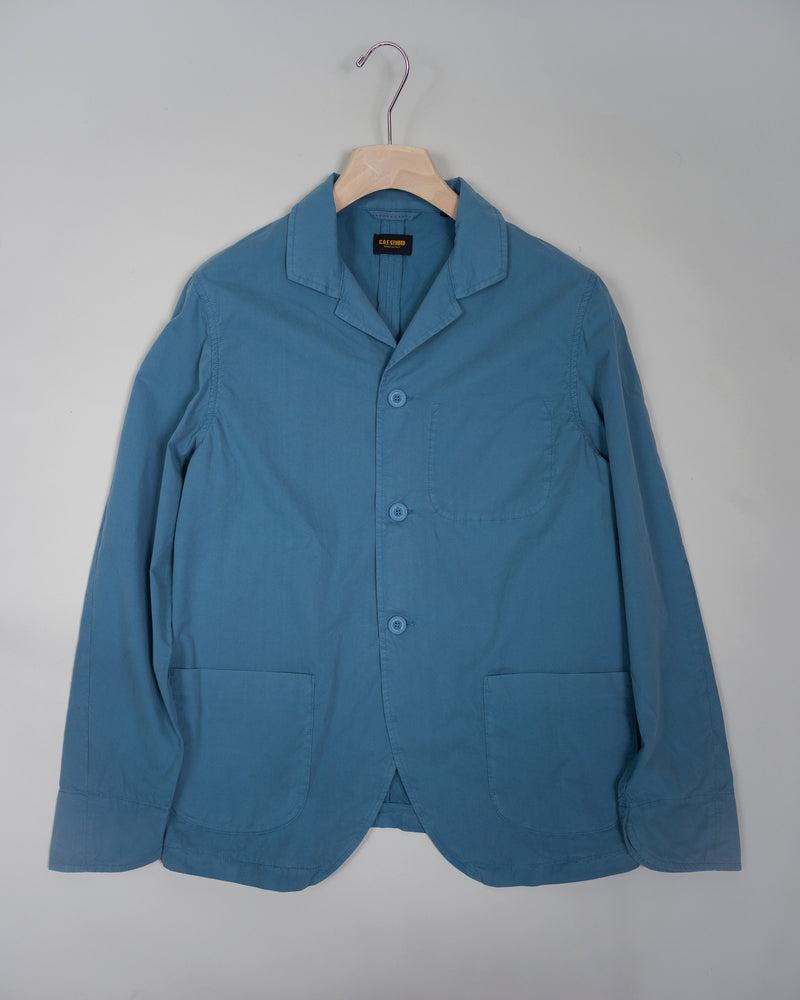 Model: Painter Jacket Article: COF J01 E09 Color: 419 / Light Blue 100% Cotton Made in Veneto, Italy C.O.F. Studio Cotton Painter Jacket / Light Blue