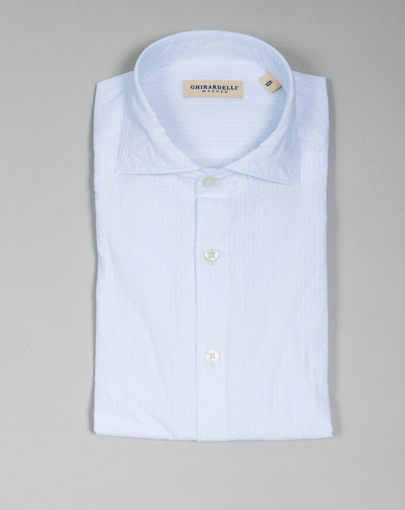 Color: 01 / White Composition: 100% Cotton Article: TS4330 Ghirardelli Seersucker Cotton Shirt / White