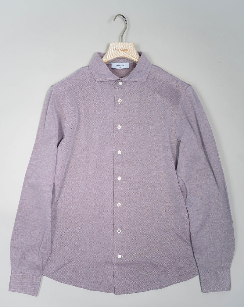 Article: 60194 / 76101 Composition: 100% Cotton Color: 130 / Light Brown Made in Italy Gran Sasso Textured Cotton Jersey Shirt / Light Brown