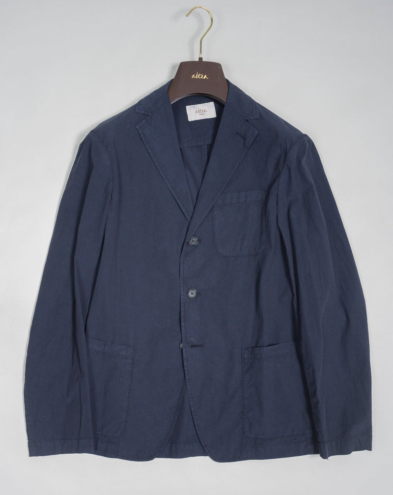 Altea Unconstructed Lightweight Shirt Jacket / Navy Article: 2352012 Color: Navy / 01 64% Lyocell 33% Cotton 3% Elastan Made in Italy Please Note: Jacket and Pants are sold separately. Matching pants you can find HERE