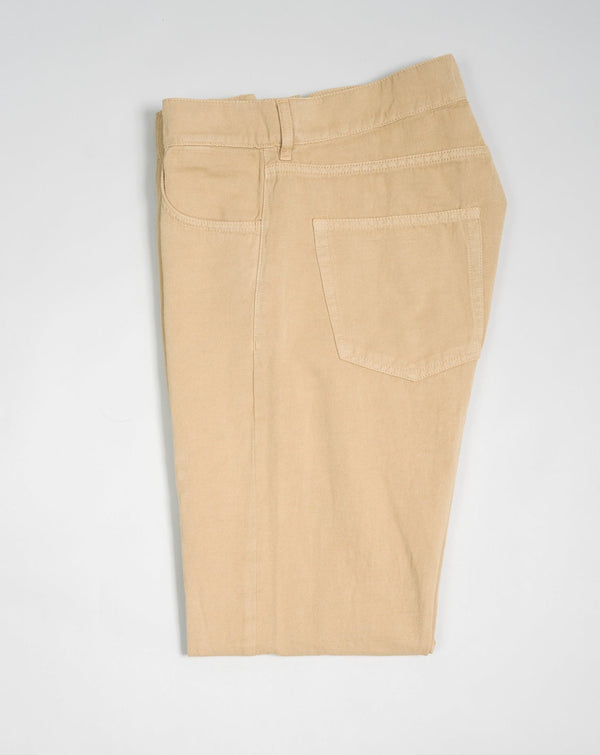 Model: Fairway Pants Article: COF CO05 D15 Color: 810 / Khaki & Beige 66% Cotton 34% Linen Made in Veneto, Italy C.O.F. Studio Cotton & Linen 5-Pocket Pants / Khaki