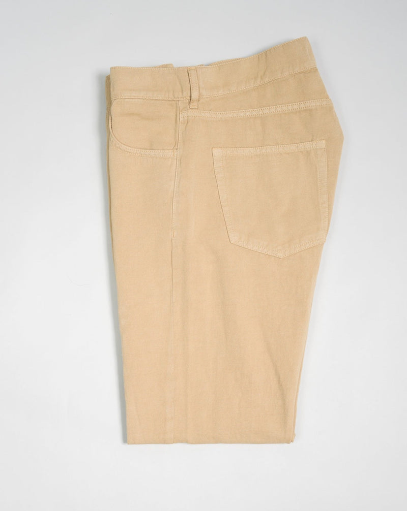 Model: Fairway Pants Article: COF CO05 D15 Color: 810 / Khaki & Beige 66% Cotton 34% Linen Made in Veneto, Italy C.O.F. Studio Cotton & Linen 5-Pocket Pants / Khaki