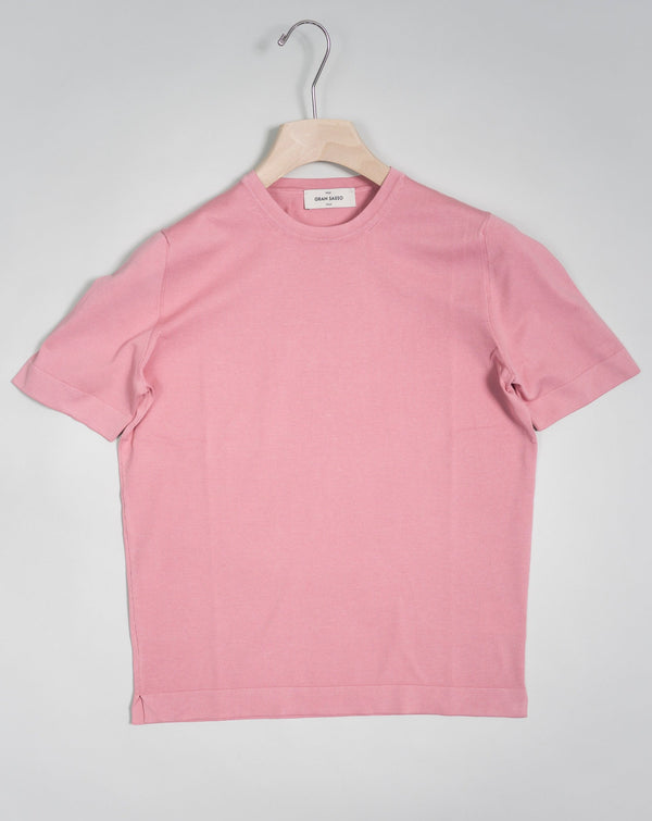 Article: 43168 / 21820 Color: Rosa / 223 Composition: 100% Organic Cotton Made in Italy Gran Sasso Knitted Cotton T-Shirt / Rosa