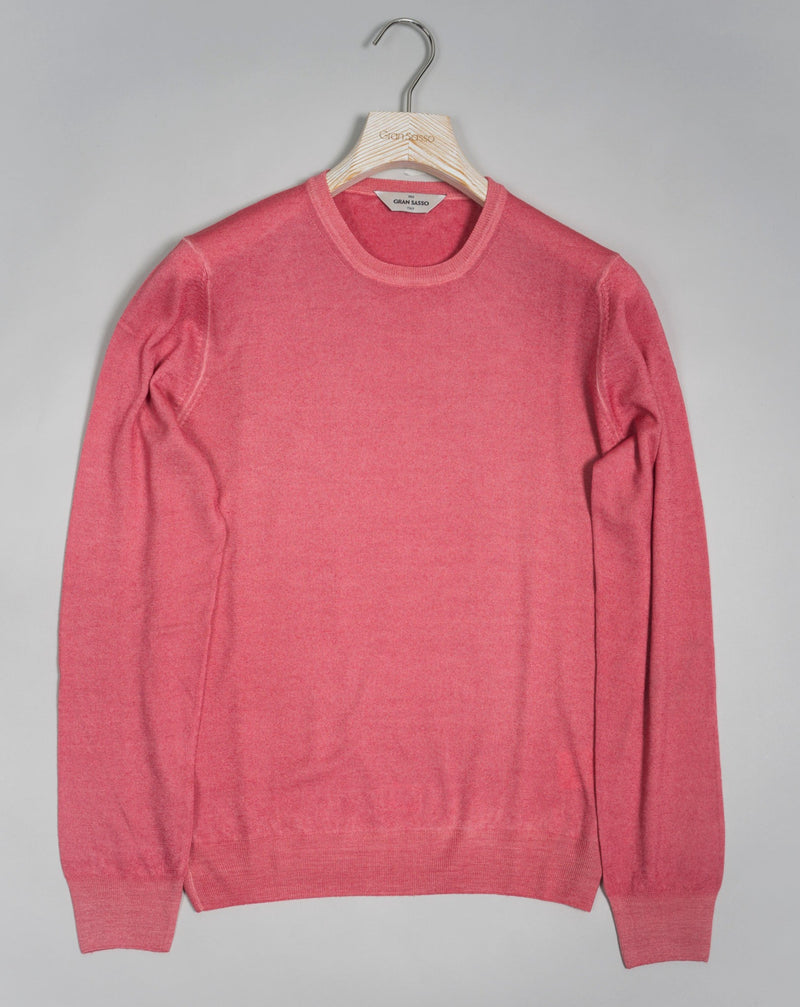 100% Merino wool Vintage wash / Garment Dyed Crew neck Art. 57167 28412 Col. 226 / Rosa Made in Italy Gran Sasso Vintage Merino Crew Neck / Rosa