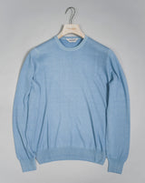 100% Merino wool Vintage wash / Garment Dyed Crew neck Art.  57167 28412 Col. Light BLue Made in Italy Gran Sasso Vintage Merino Crew Neck / Light Blue