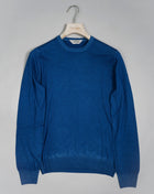 100% Merino wool Vintage wash / Garment Dyed Crew neck Art.  57167 28412 Col. 706 / Blue Made in Italy Gran Sasso Vintage Merino Crew Neck / Indigo Blue