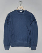 Article: 45188 / 26290 Color: Blue / 706 Composition: 100% Cashmere Vintage wash Made in Italy  Gran Sasso Cashmere Crewneck Knit / Blue