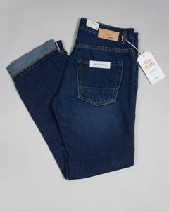 Composition: 67% Cotton 33% Linen 5-Pocket Model: Davide Article: XM-15482 Selvedge denim Made in Italy Tela Genova Cotton & Linen Selvedge Jeans / Rinsed Blue