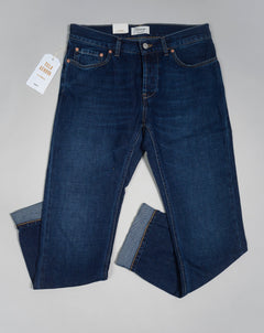 Composition: 67% Cotton 33% Linen 5-Pocket Model: Davide Article: XM-15482 Selvedge denim Made in Italy Tela Genova Cotton & Linen Selvedge Jeans / Rinsed Blue
