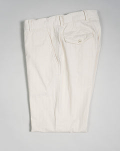 Composition: 100% Cotton Color: Ecru / 0000 Article: T50183 Made in Italy Caruso Herringbone Cotton Trousers / Ecru