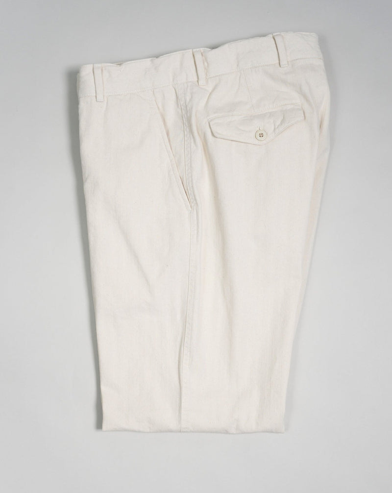 Composition: 100% Cotton Color: Ecru / 0000 Article: T50183 Made in Italy Caruso Herringbone Cotton Trousers / Ecru