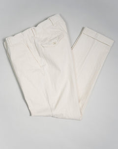 Composition: 100% Cotton Color: Ecru / 0000 Article: T50183 Made in Italy Caruso Herringbone Cotton Trousers / Ecru