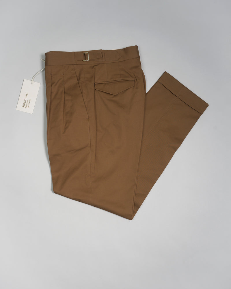 Briglia Pleated Cotton Chinos / Tobacco