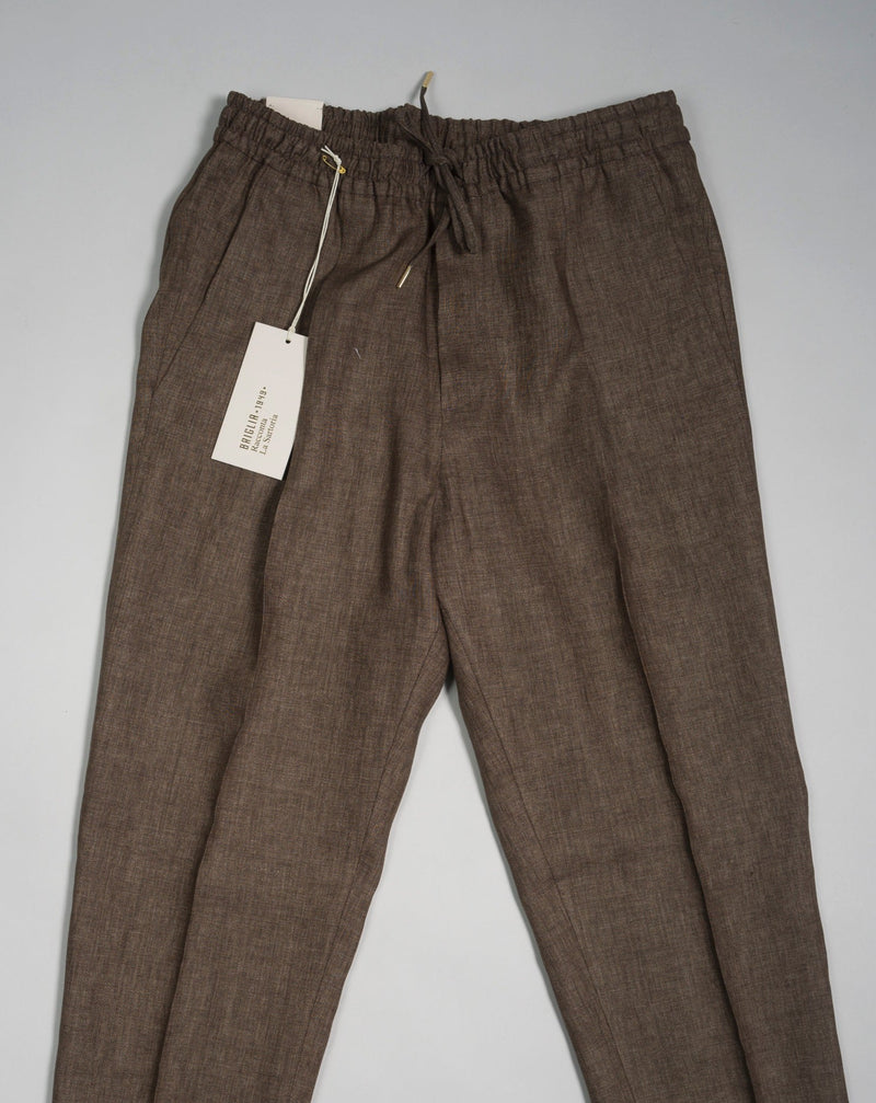 Article: 323118 Model: Wimbledons Color: Brown / 46 Composition: 100% Linen Briglia Linen Drawstring Trousers / Brown
