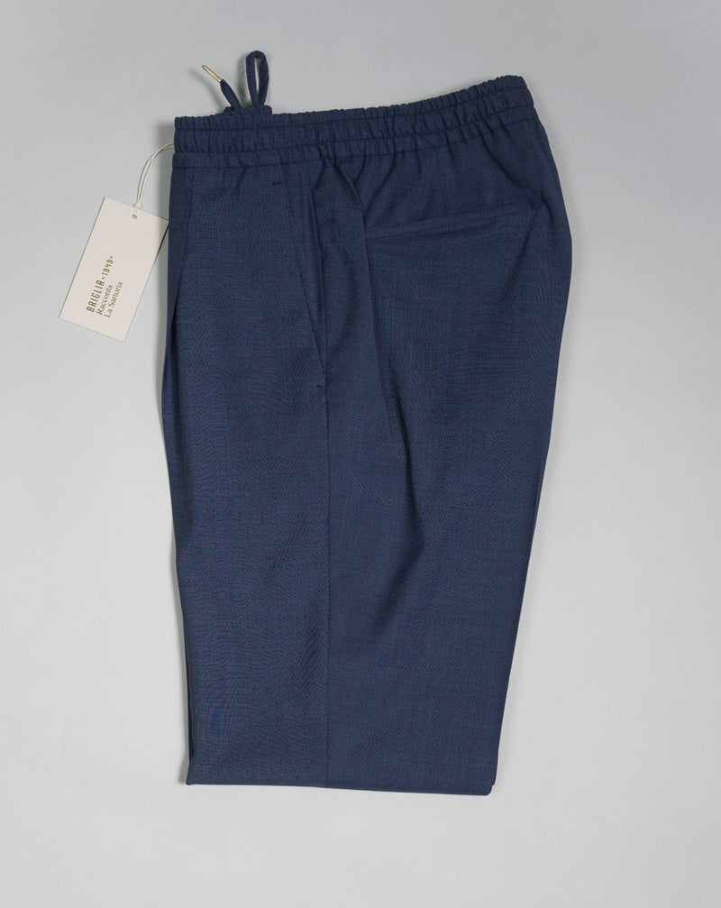 Article: 323108 Color: Blue Melange / 71 Model: Wimbledons Composition: 100% Virgin Wool Made in Naples, Italy Briglia Lightweight Wool Drawstring Trousers / Blue Melange