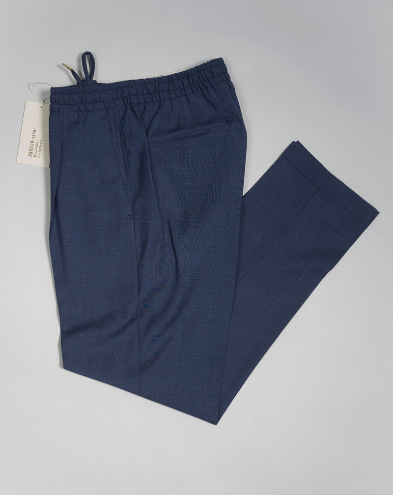 Article: 323108 Color: Blue Melange / 71 Model: Wimbledons Composition: 100% Virgin Wool Made in Naples, Italy Briglia Lightweight Wool Drawstring Trousers / Blue Melange