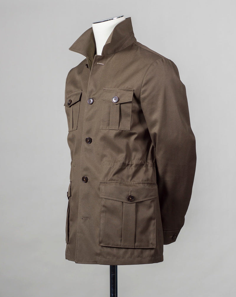 Unlined field jacket Adjustable waist 4 pleated patch pockets Army green d'Avenza Field Jacket / Army Green