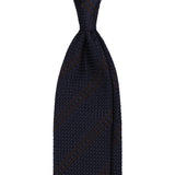 Viola Milano Classic 3-Fold Grenadine Tie / Navy/Brown