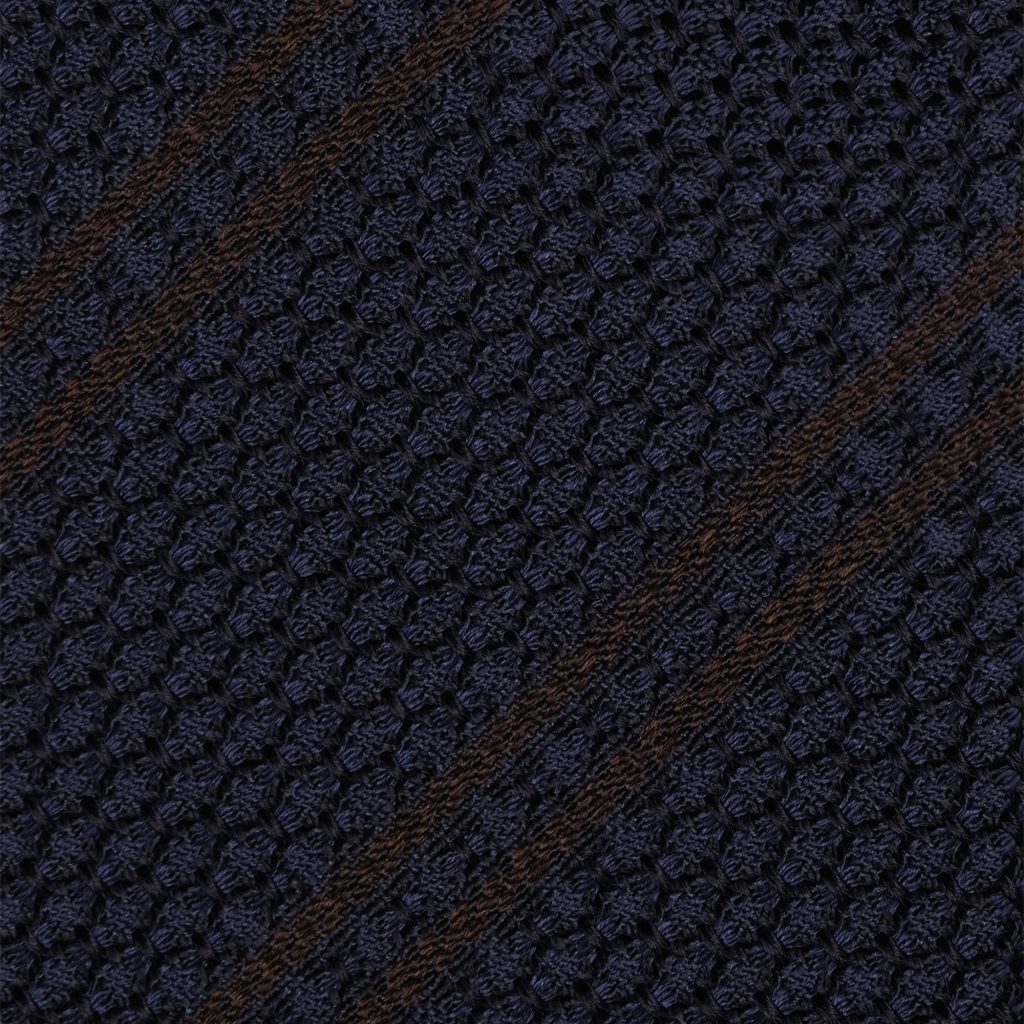 Viola Milano Classic 3-Fold Grenadine Tie / Navy/Brown