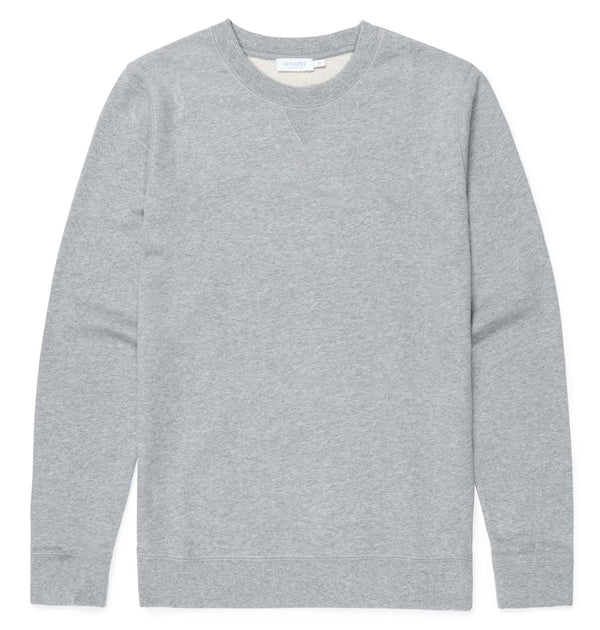Sunspel Loopback Cotton Sweatshirt / Grey Melange