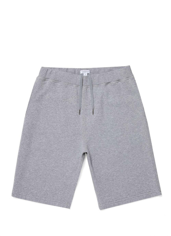 Sunspel Loopback Cotton Shorts / Grey Melange