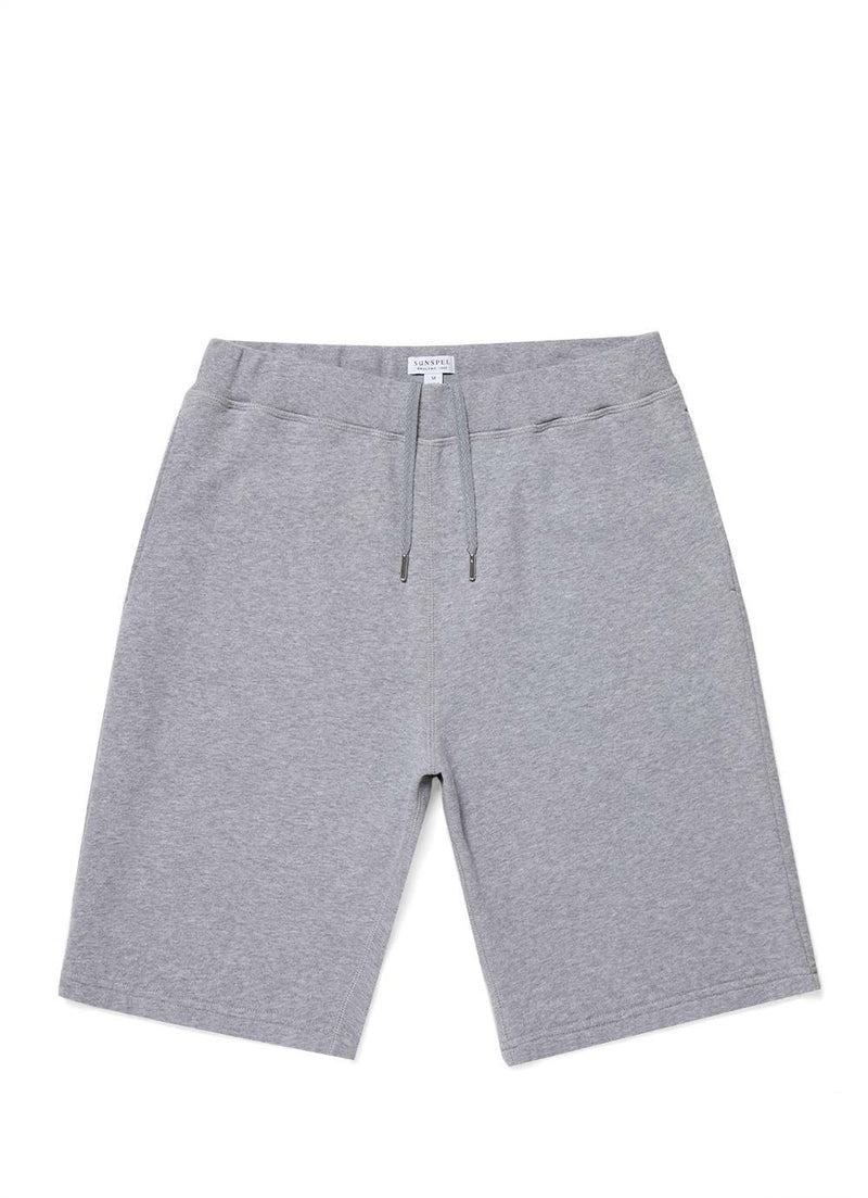 Sunspel Loopback Cotton Shorts / Grey Melange