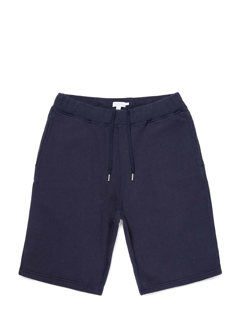 Sunspel Loopback Cotton Shorts / Navy
