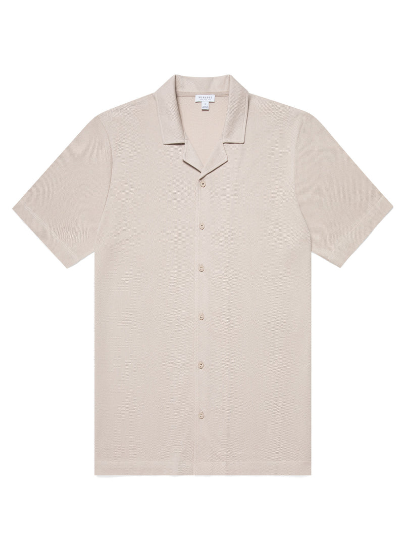 Sunspel Riviera Camp Collar Shirt / Light Sand