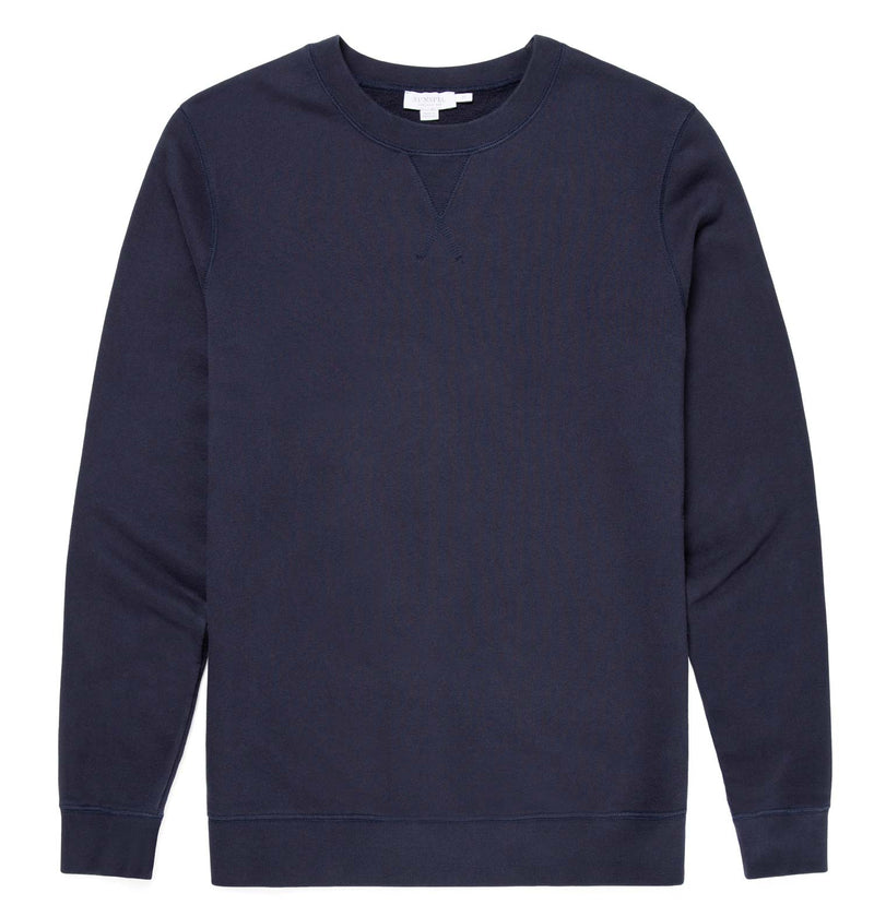 Sunspel Loopback Cotton Sweatshirt / Navy