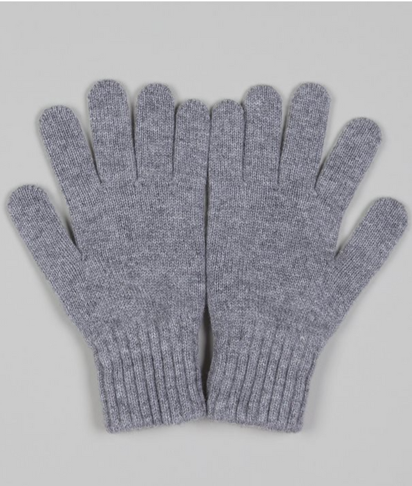 Drake's Lambswool Knit Gloves / Grey