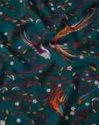 Drake's Birds Of Paradise Print Wool Scarf / Green