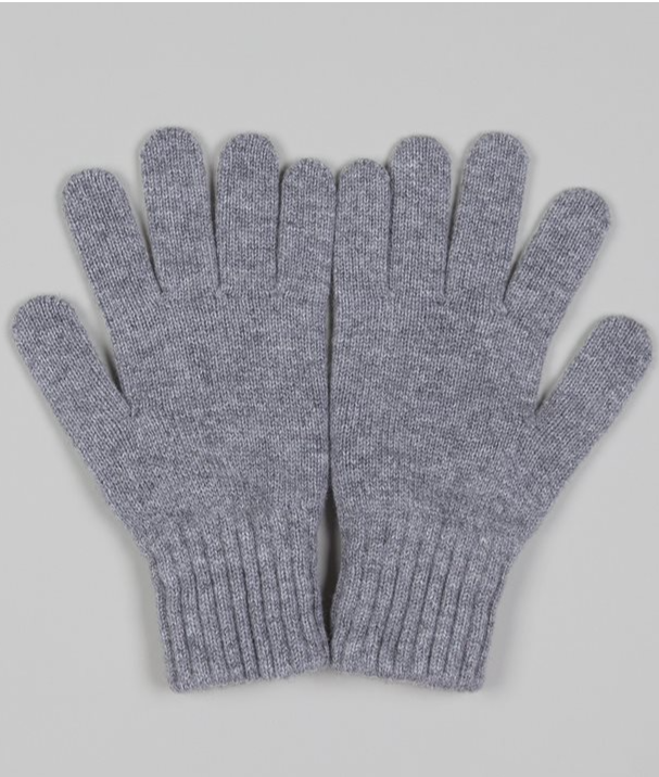 Drake's Lambswool Knit Gloves / Grey