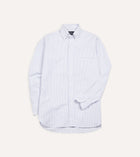 Drake's Oxford Button-Down Ticking Stripe Shirt / Light Blue
