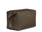 washbag necessity mismo accessories Measurements:  L: 26  H: 14  W: 12cm Body: Tight-woven cotton canvas Fabric composition: CO 94% PU 4% PC 2% - 709 gr/rm Trimmings: Dark brown custom developed vegetable tanned full-grain bridle leather Lining: WHITE PVC Hardware: Solid brass with varnish protection  Zipper: Hand polished YKK Excella